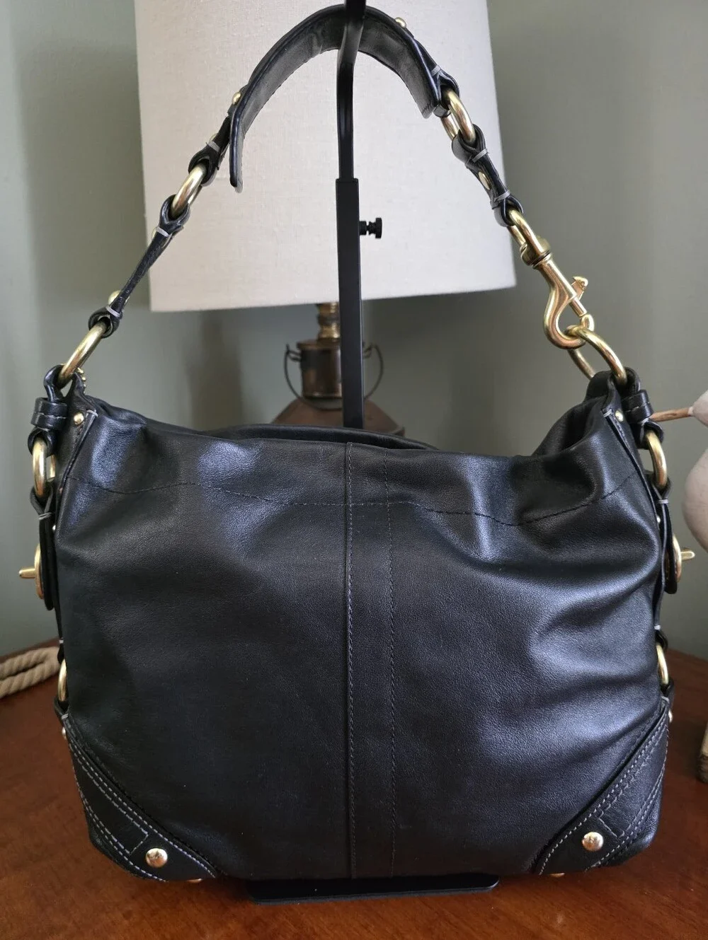 Coach 10615M Carly Hobo Shoulder Bag Black Leather Purse Y2K